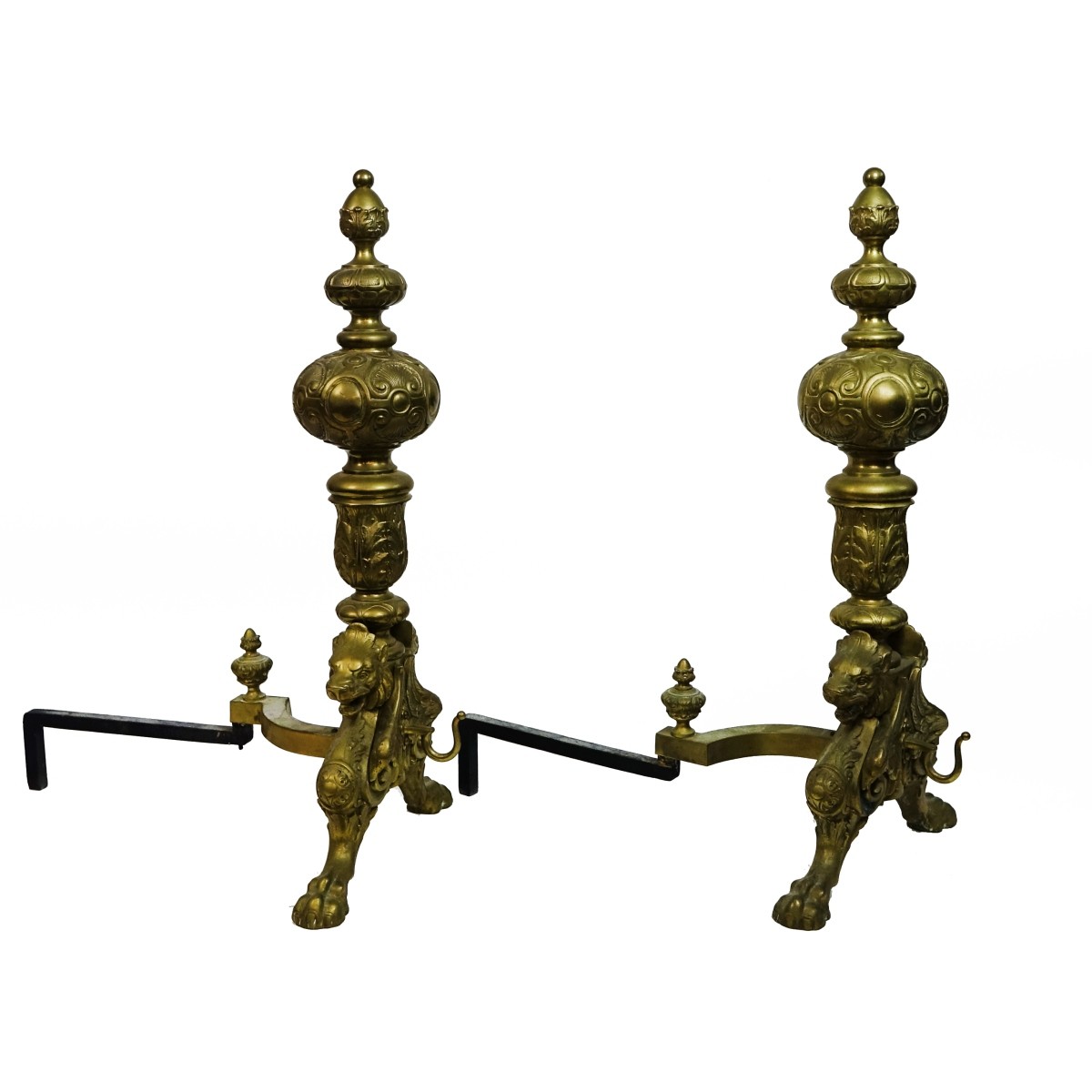 Pr Large Griffin Fireplace Andirons