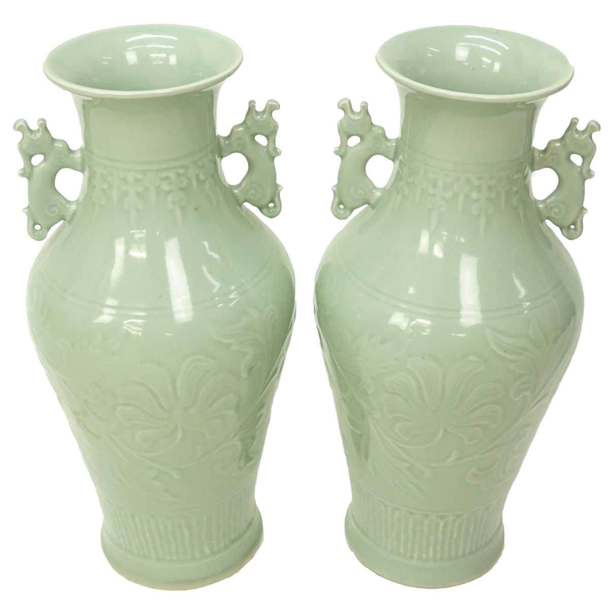 Pair of Chinese Longquay Style Celadon Vases