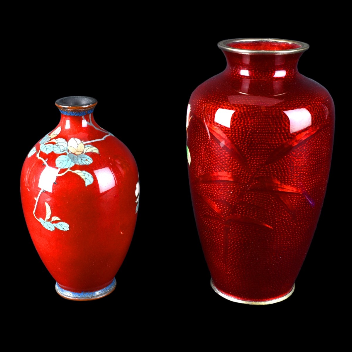 Japanese Oxblood Cloisonne Vases