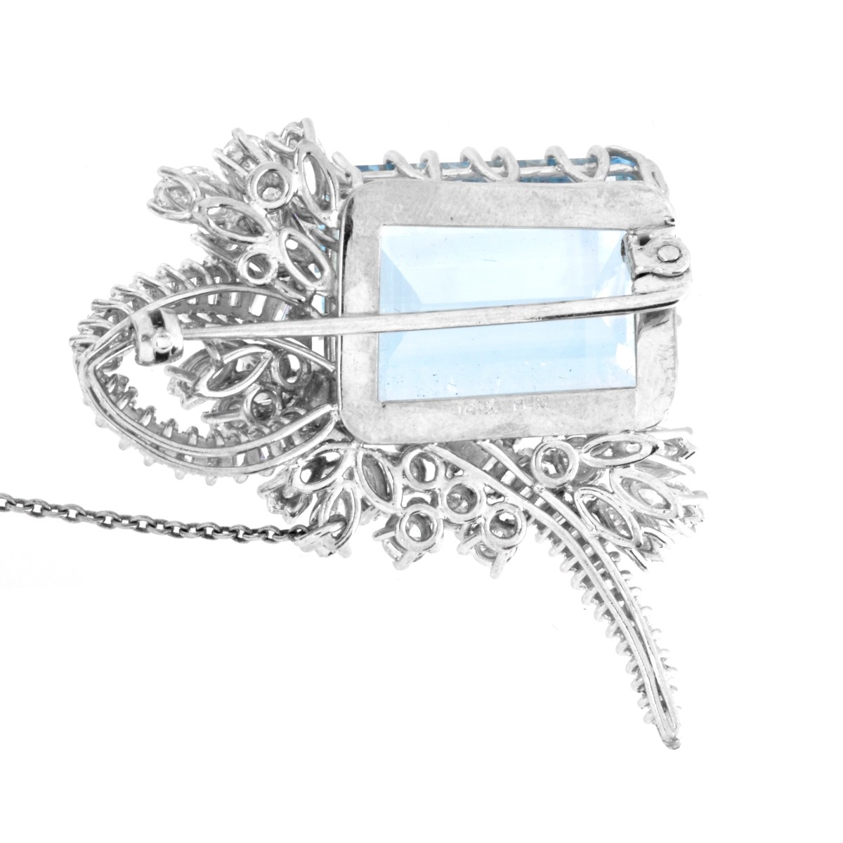 Aquamarine, Diamond and Platinum Brooch