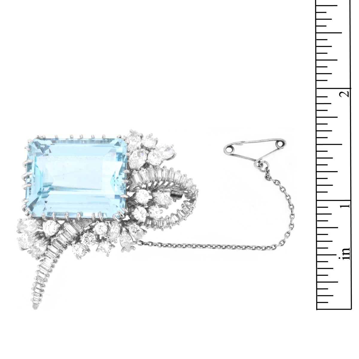 Aquamarine, Diamond and Platinum Brooch
