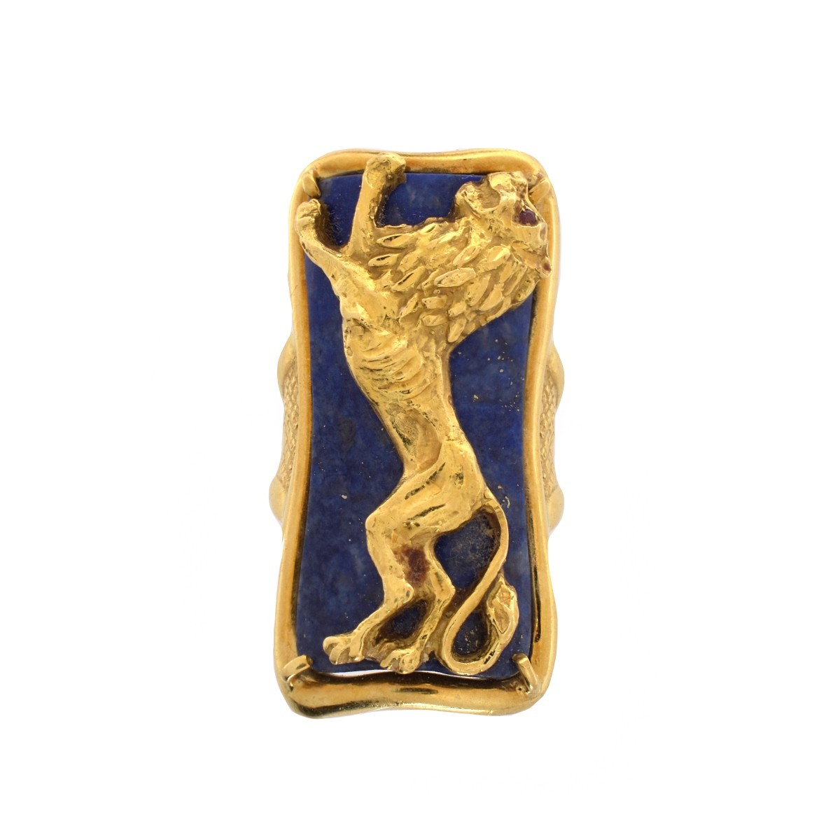 Lapis Lazuli and 18K Lion Ring