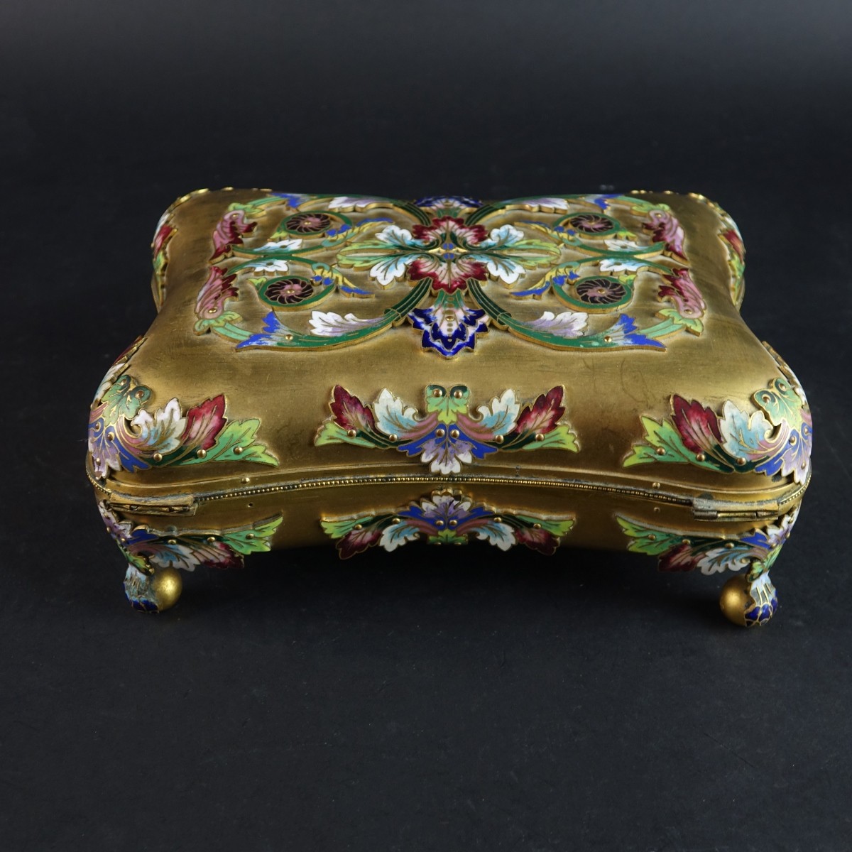 Antique French Gilt Bronze and Champleve Box