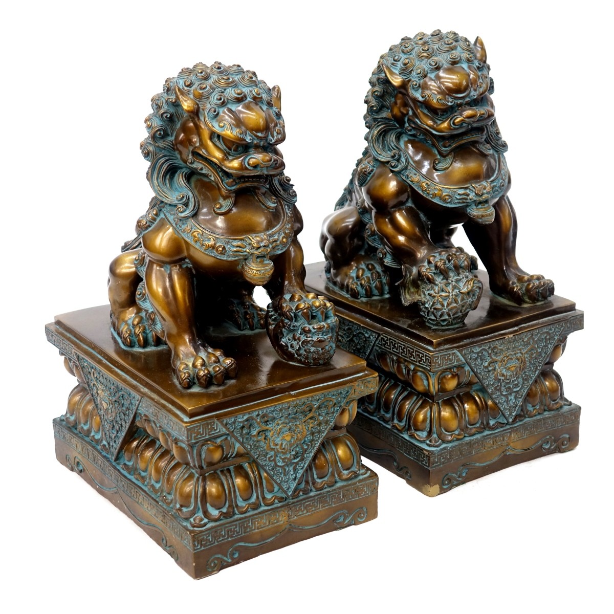 Pair of Large Chinese Foo Lion Sculptures