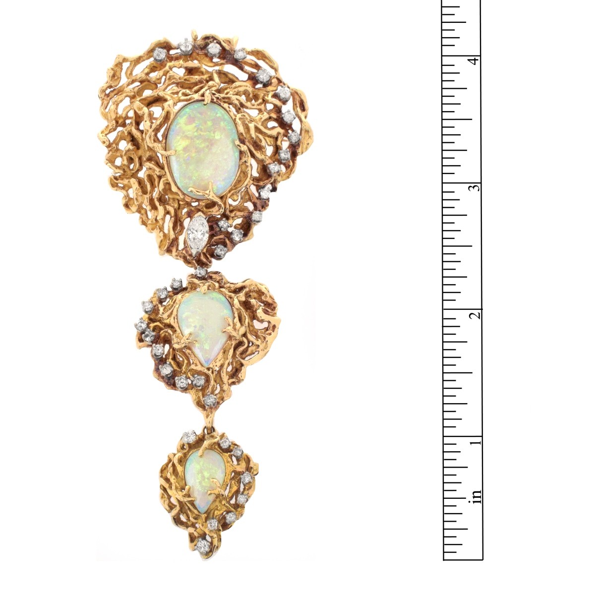 Opal, Diamond and 14K Pendant / Brooch