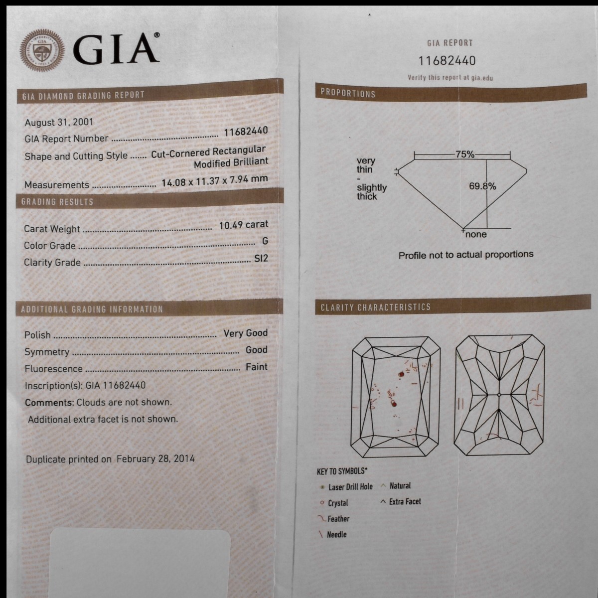 GIA 10.49 Carat Diamond and Platinum Ring