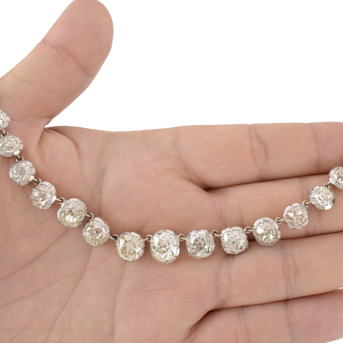 Diamond, Platinum and 18K Tennis Necklace