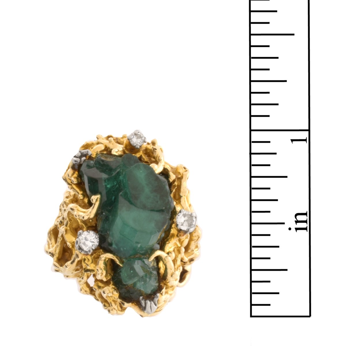 Emerald Crystal, Diamond and 14K Ring