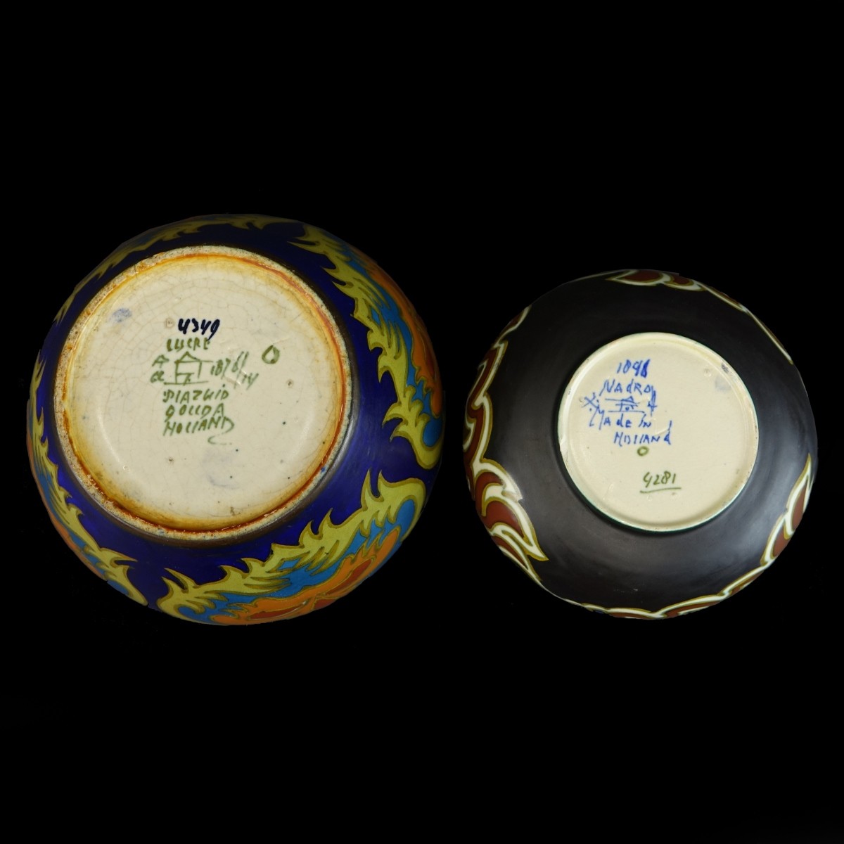 Two (2) Antique Gouda Pottery Vases
