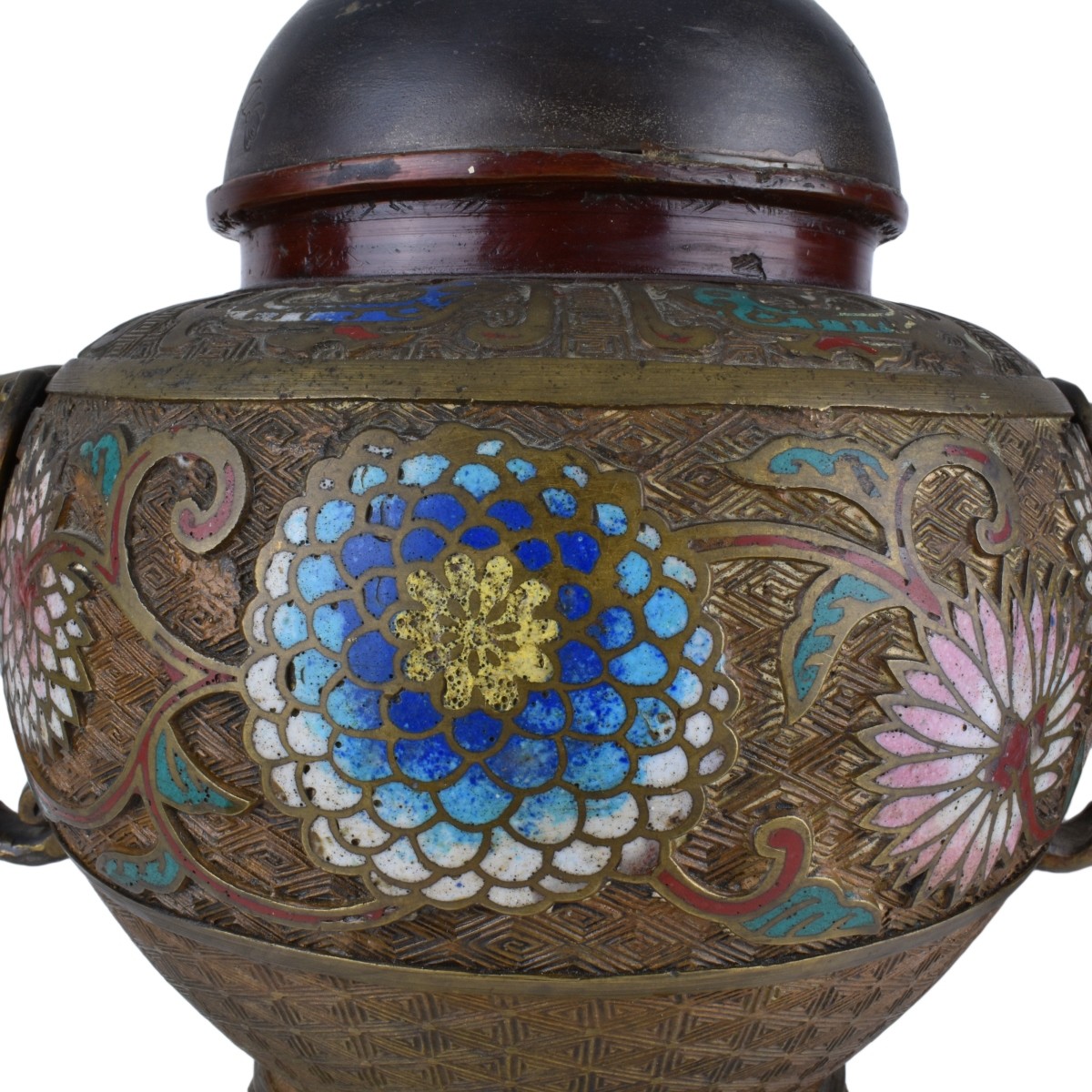 Antique Japanese Champleve Incense Burner and Vase