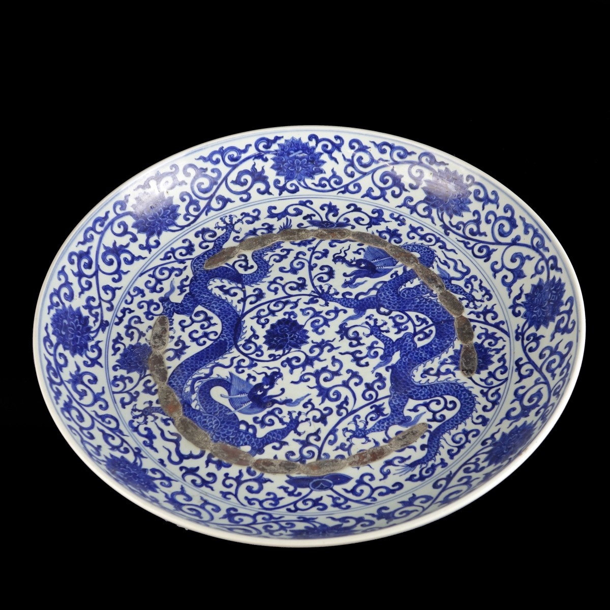 Chinese Blue and White "Dragon" Charger