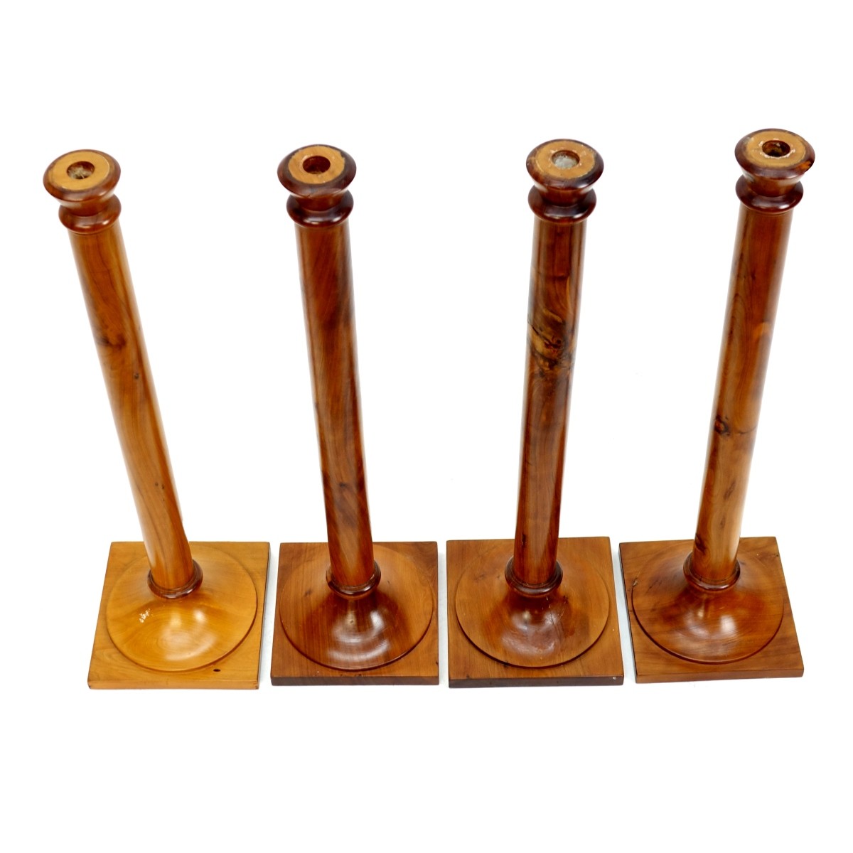 Four (4) Tall Vintage Wooden Candlesticks