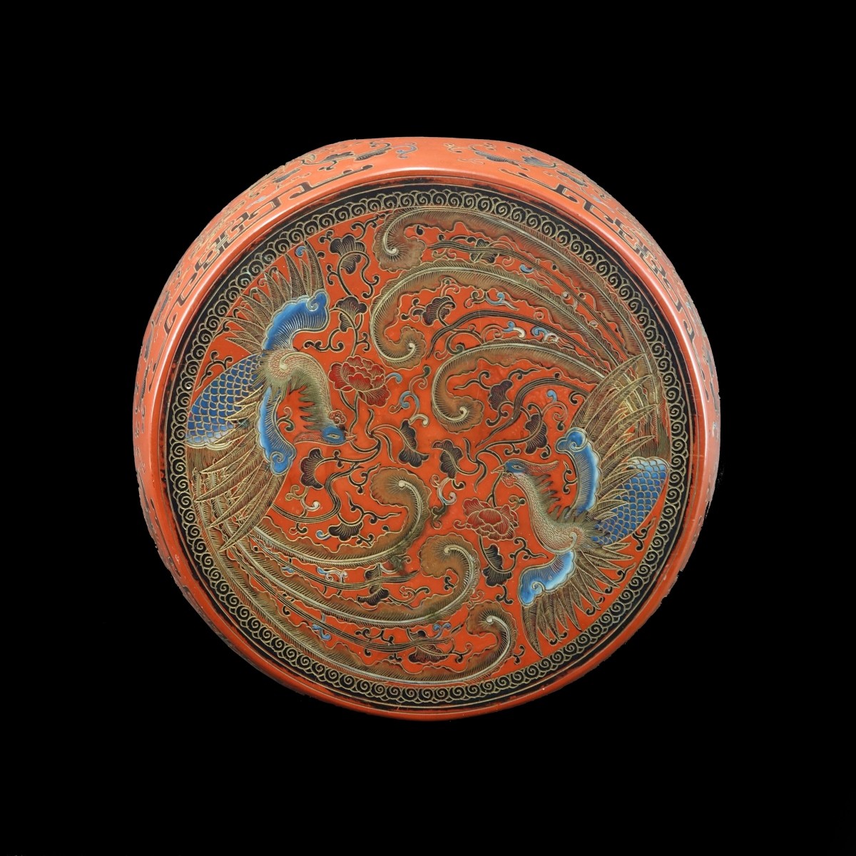 Chinese Red Lacquer Garden Seat
