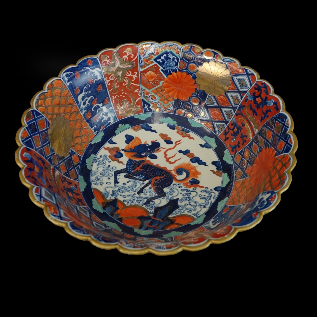 Large Antique Japanese Centerpiece Bowl