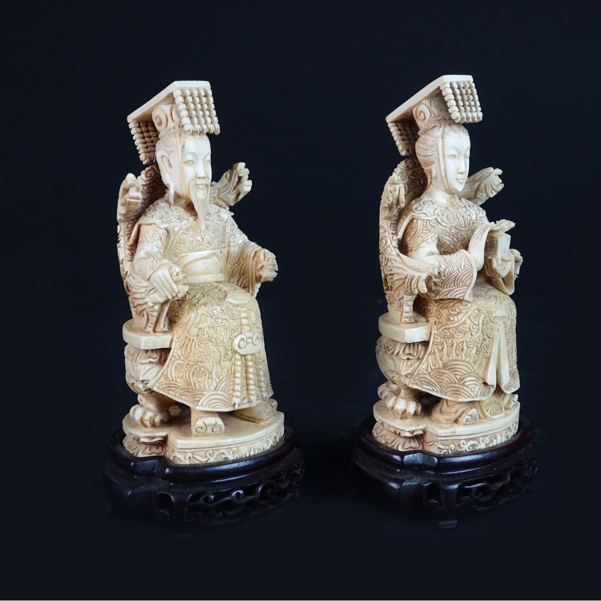 Pair of Chinese Carved Figures