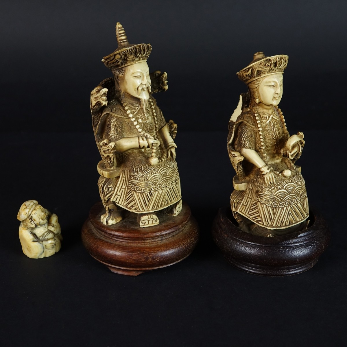 Three (3) Oriental Carved Figurines