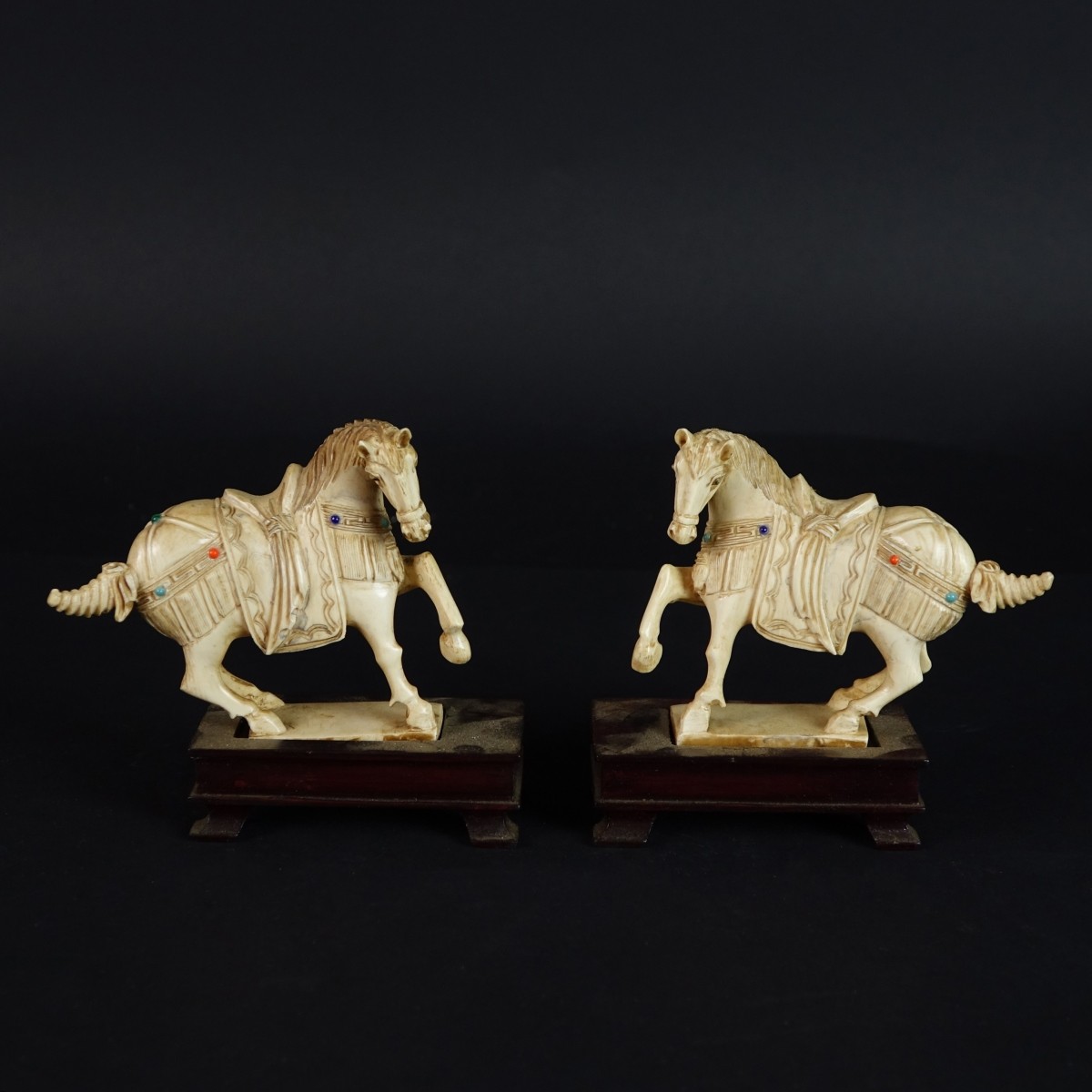 Pair of Chinese Tang Style Carved Horses