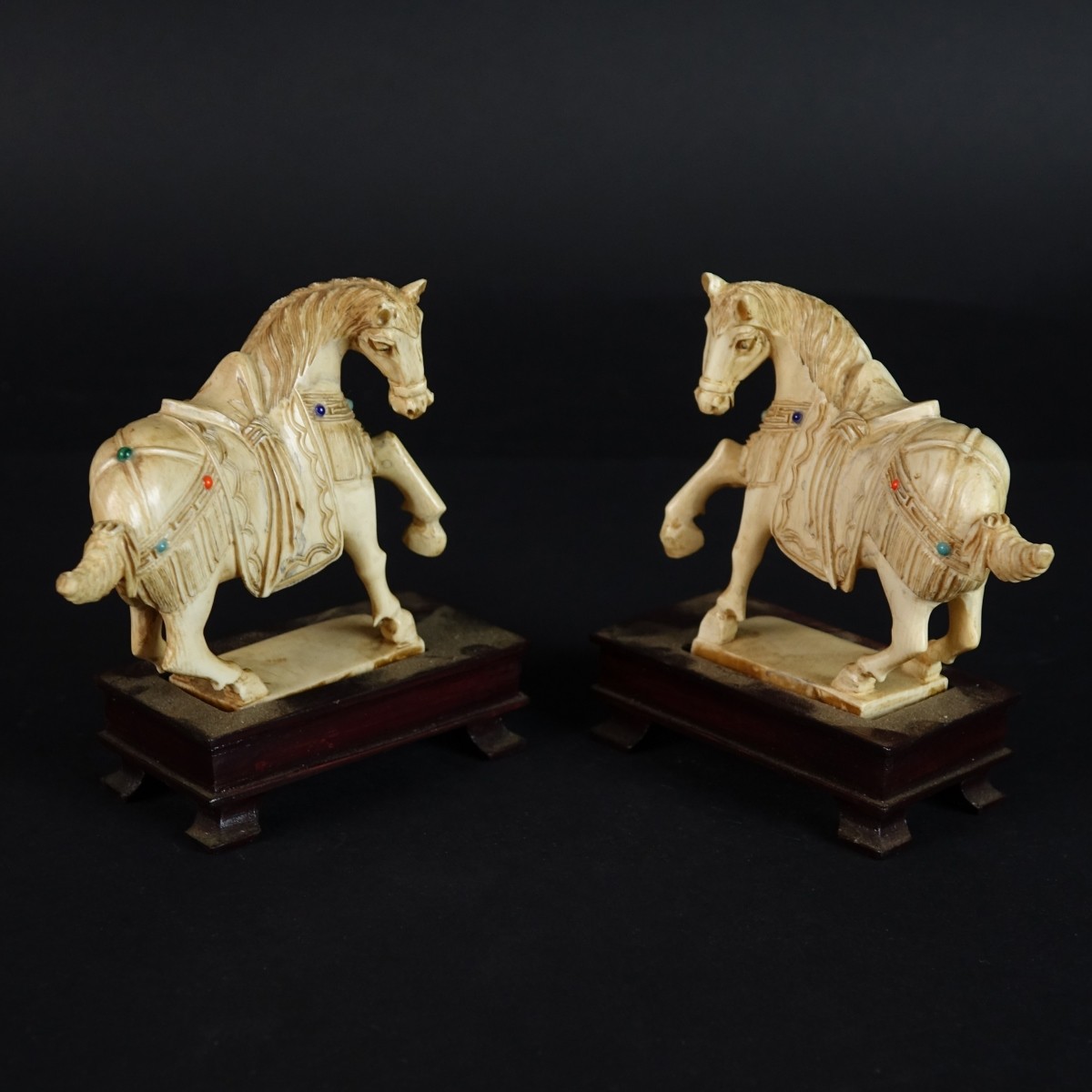 Pair of Chinese Tang Style Carved Horses
