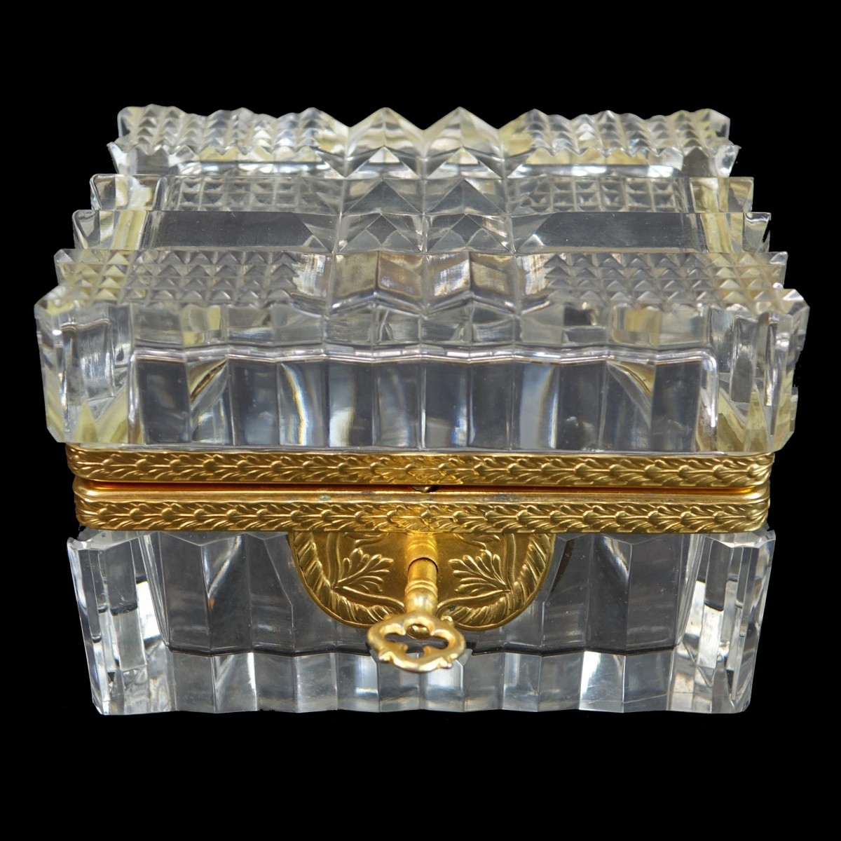 Vintage French Crystal and Brass Vanity Box