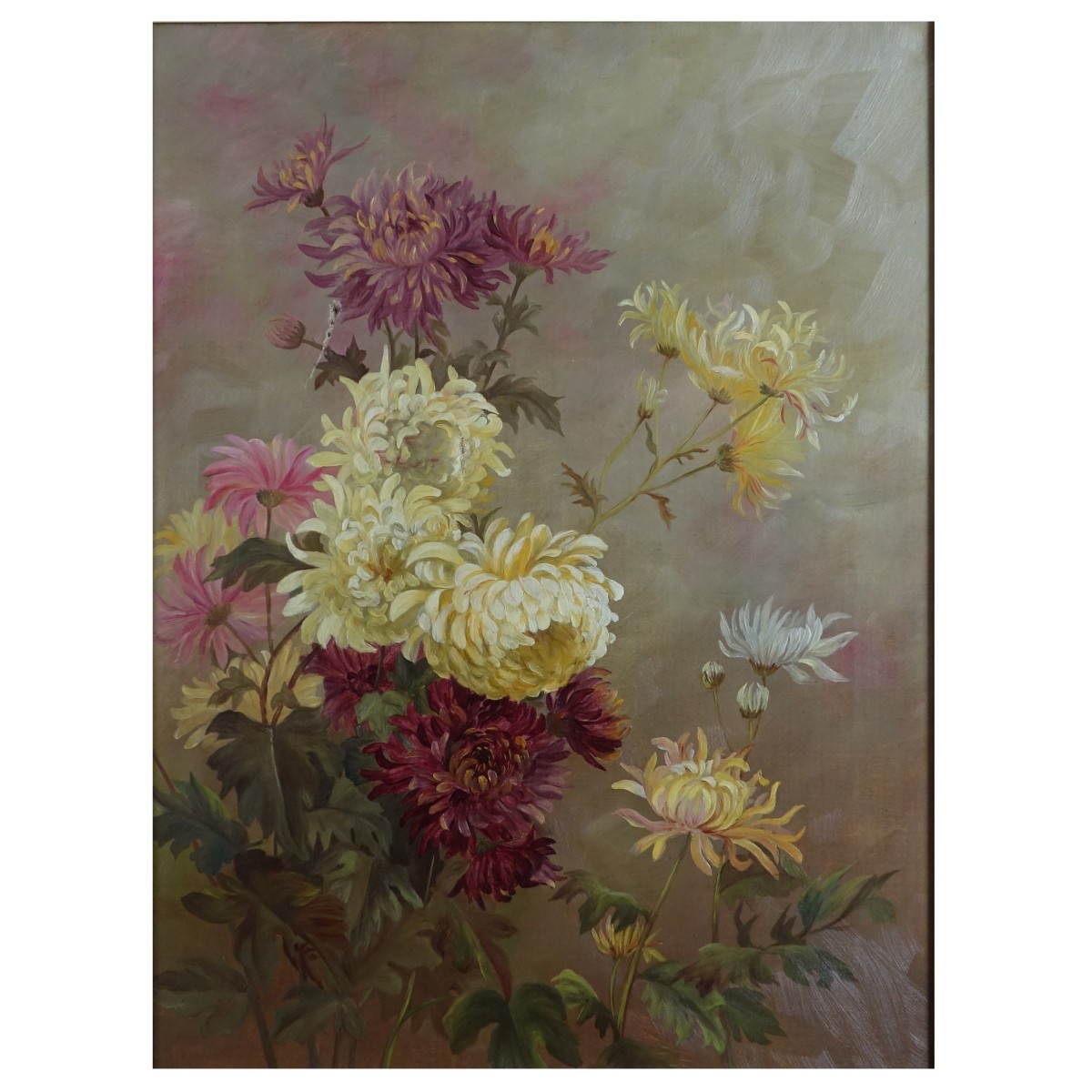 Antique Oil on Canvas "Still Life Flowers"