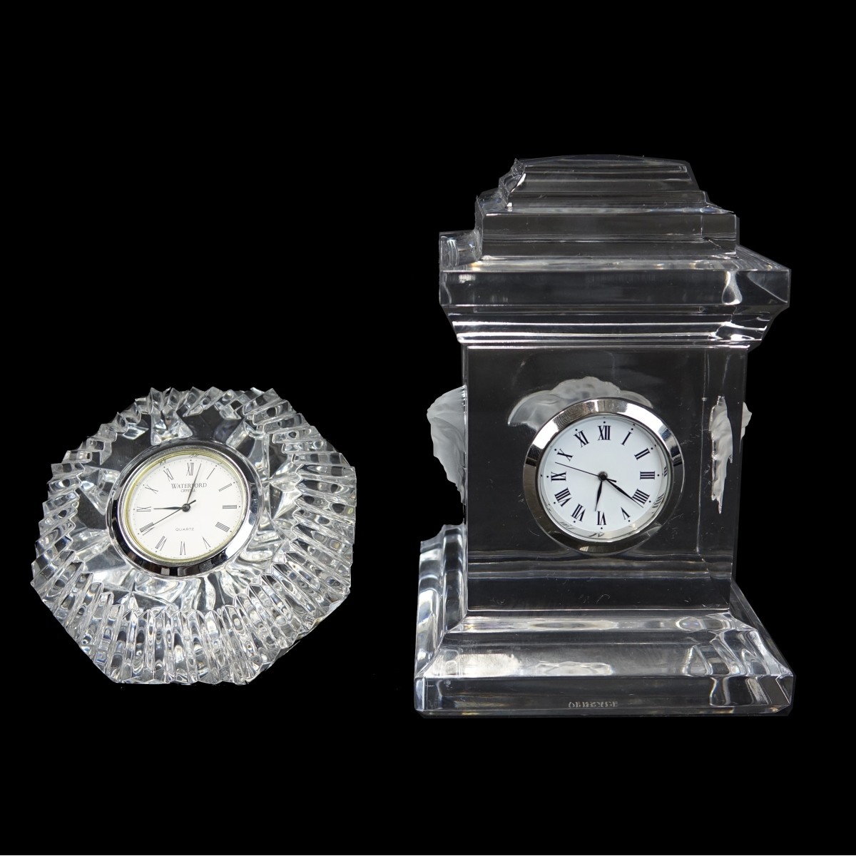 Two (2) Vintage Crystal Clocks