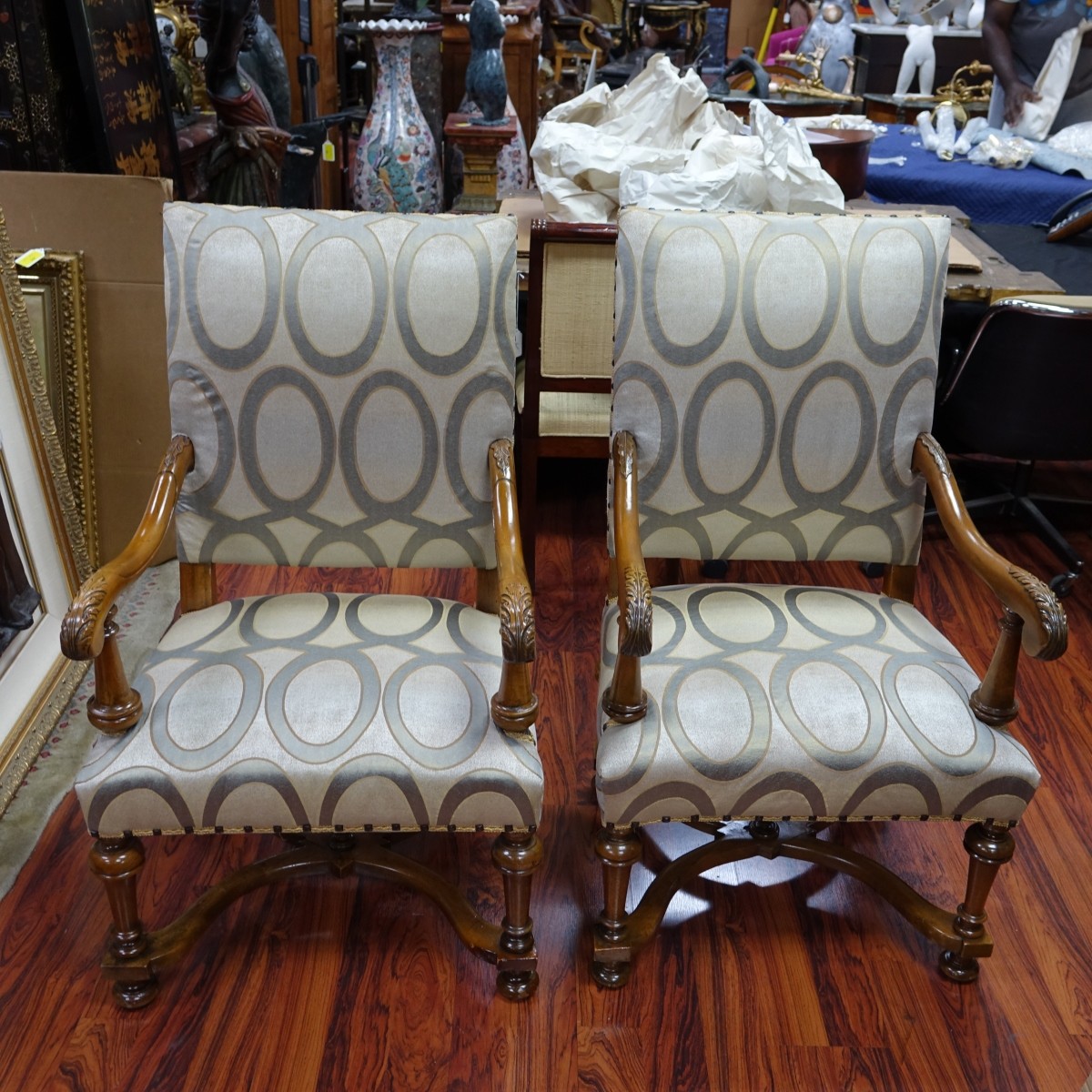 Pair of French Louis XIII Style Armchairs