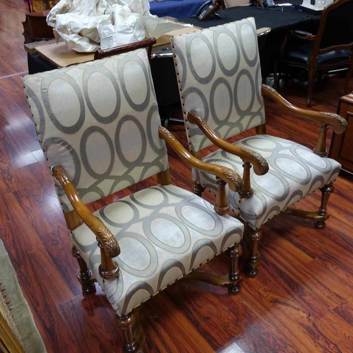 Pair of French Louis XIII Style Armchairs
