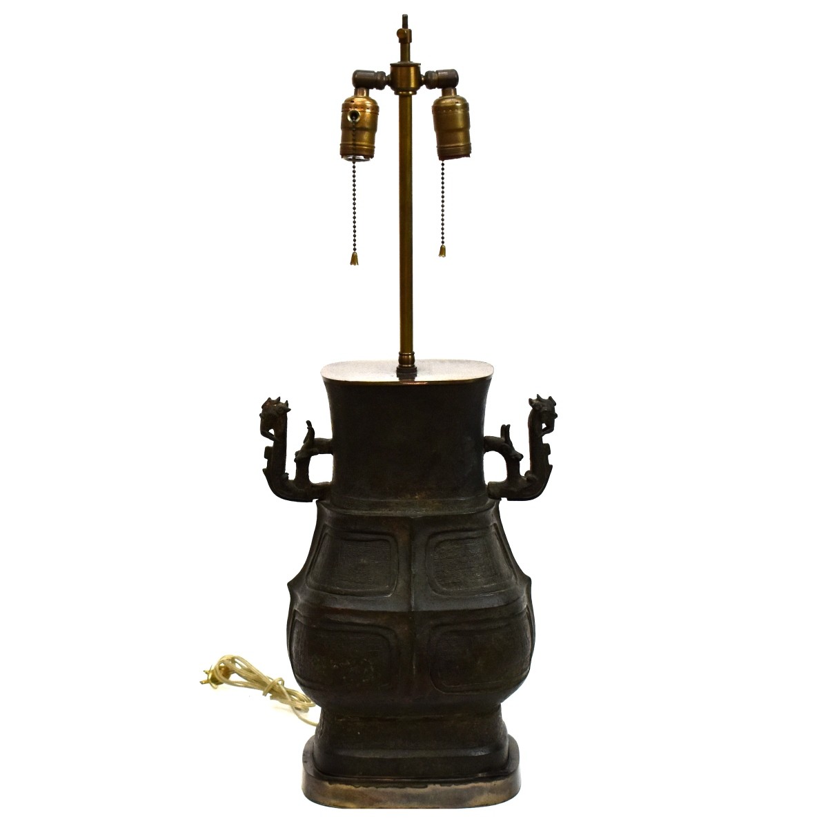 Vintage Chinese Metal Vase Mounted as a Lamp