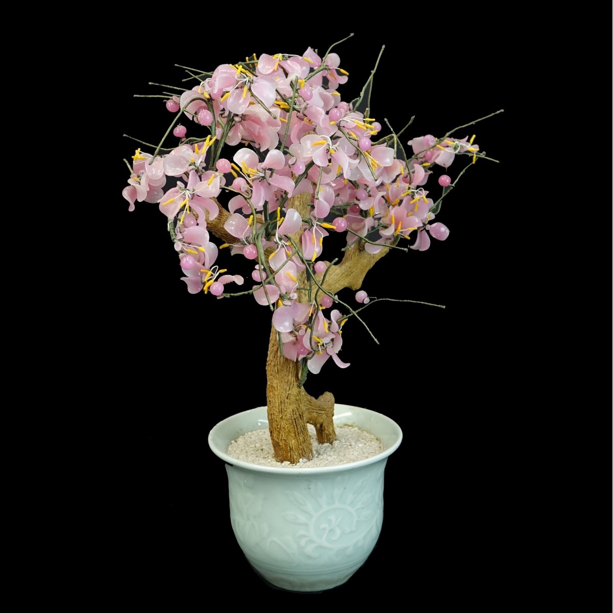 Chinese Pink Glass Jade Tree
