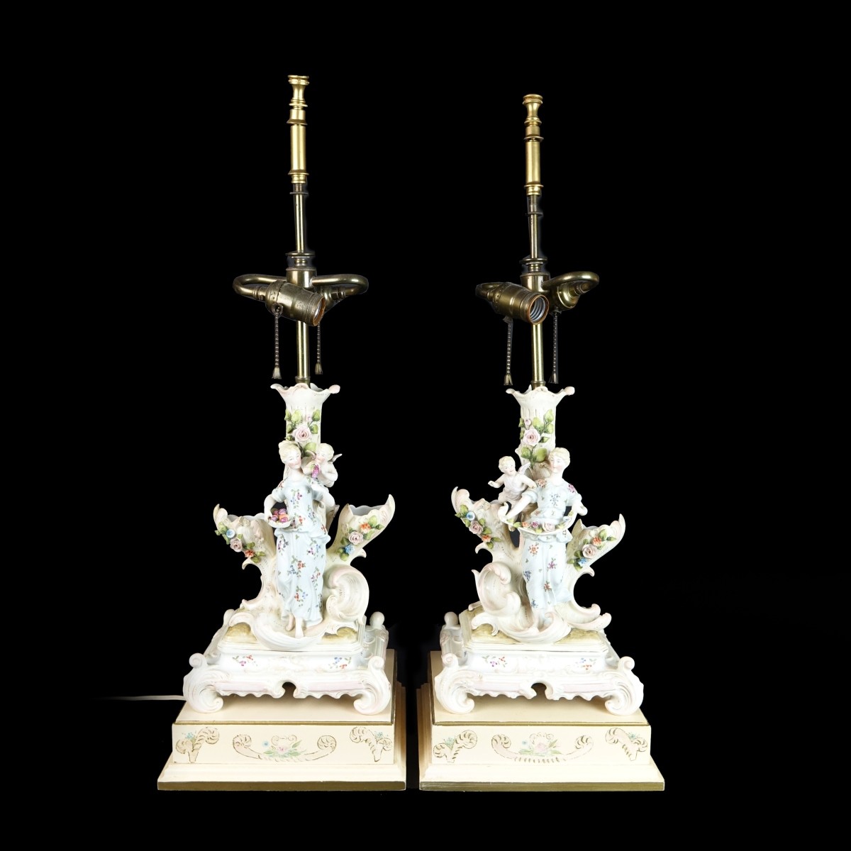 Pair of German Candlesticks Mounted as lamps