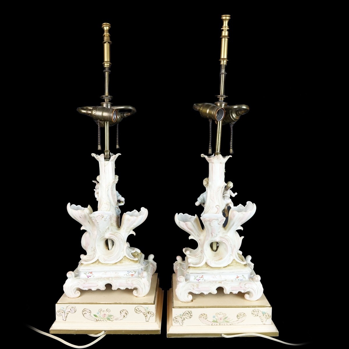 Pair of German Candlesticks Mounted as lamps
