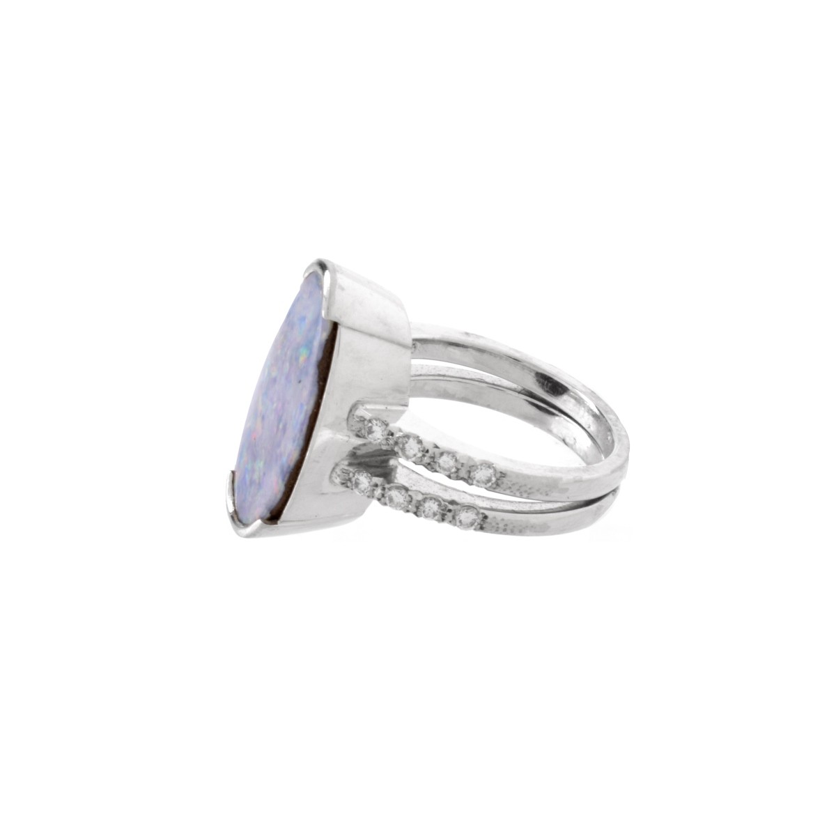 Opal, Diamond and Platinum Ring