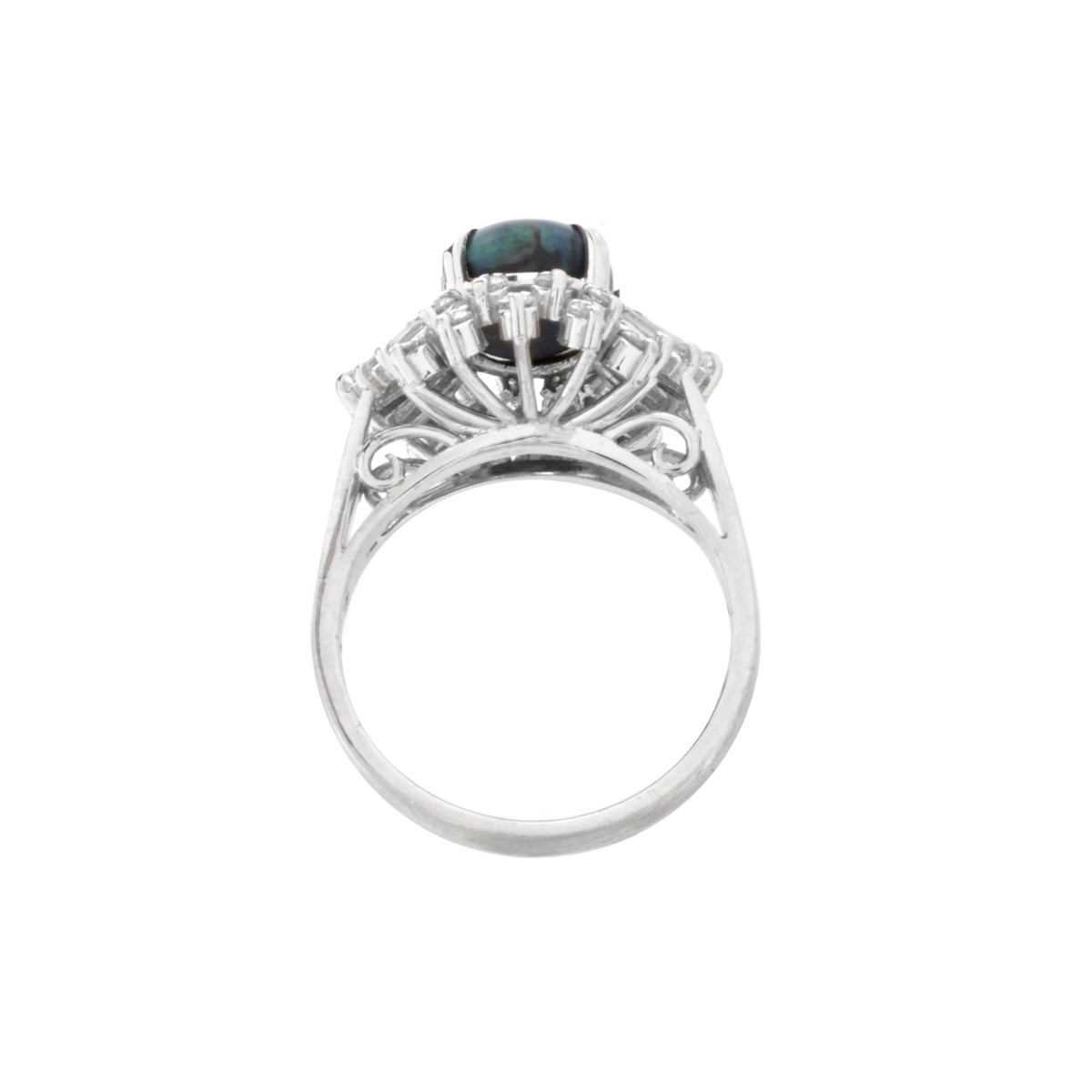 Opal, Diamond and Platinum Ring