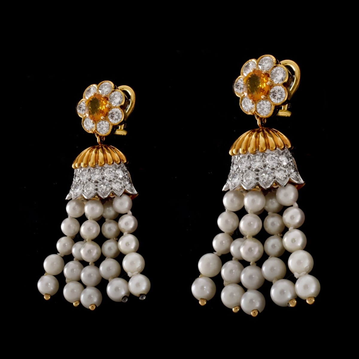 pearl and sapphire earrings