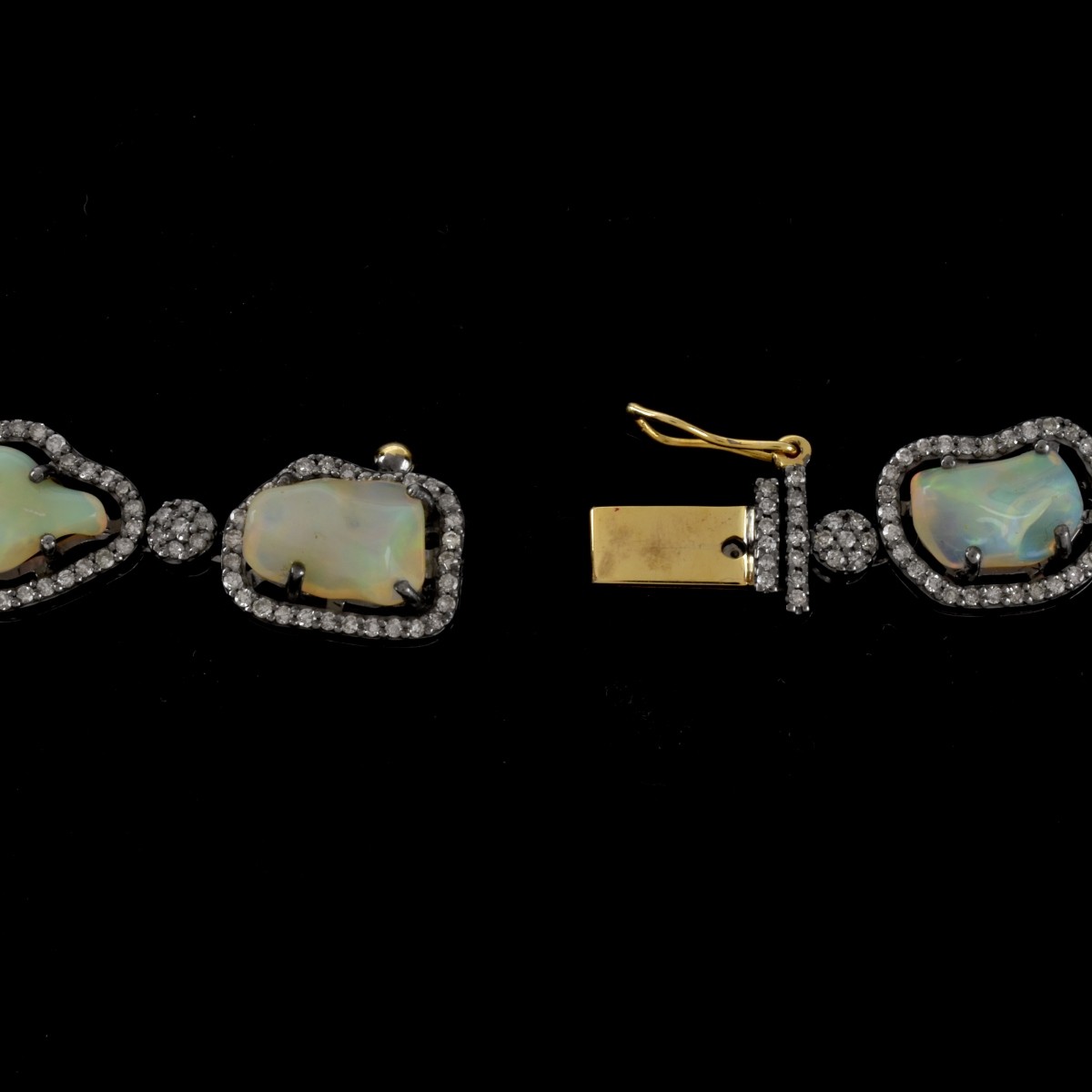 Opal, Diamond and Silver Necklace