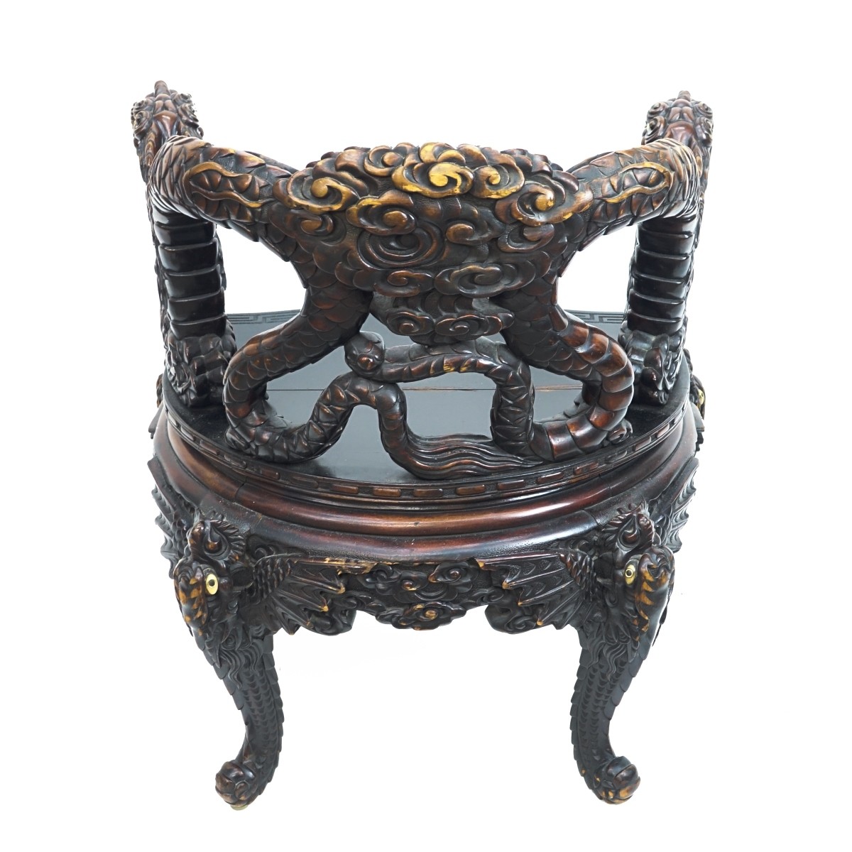 Antique Chinese Carved Hardwood Dragon Armchair