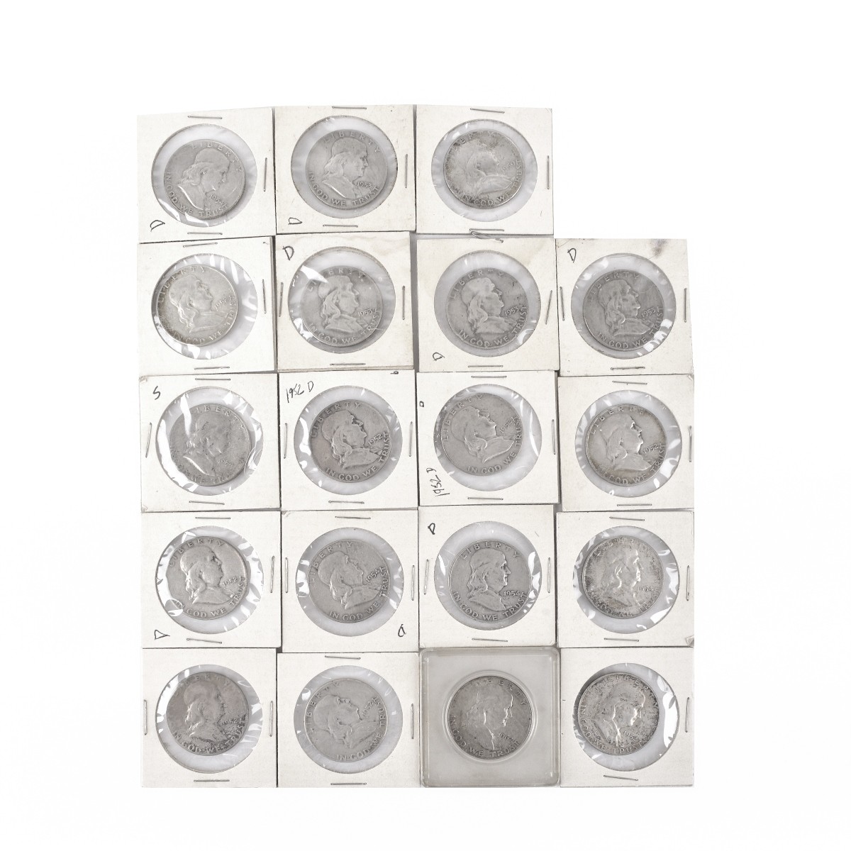 Nineteen (19) U.S. Franklin Silver Half Dollars