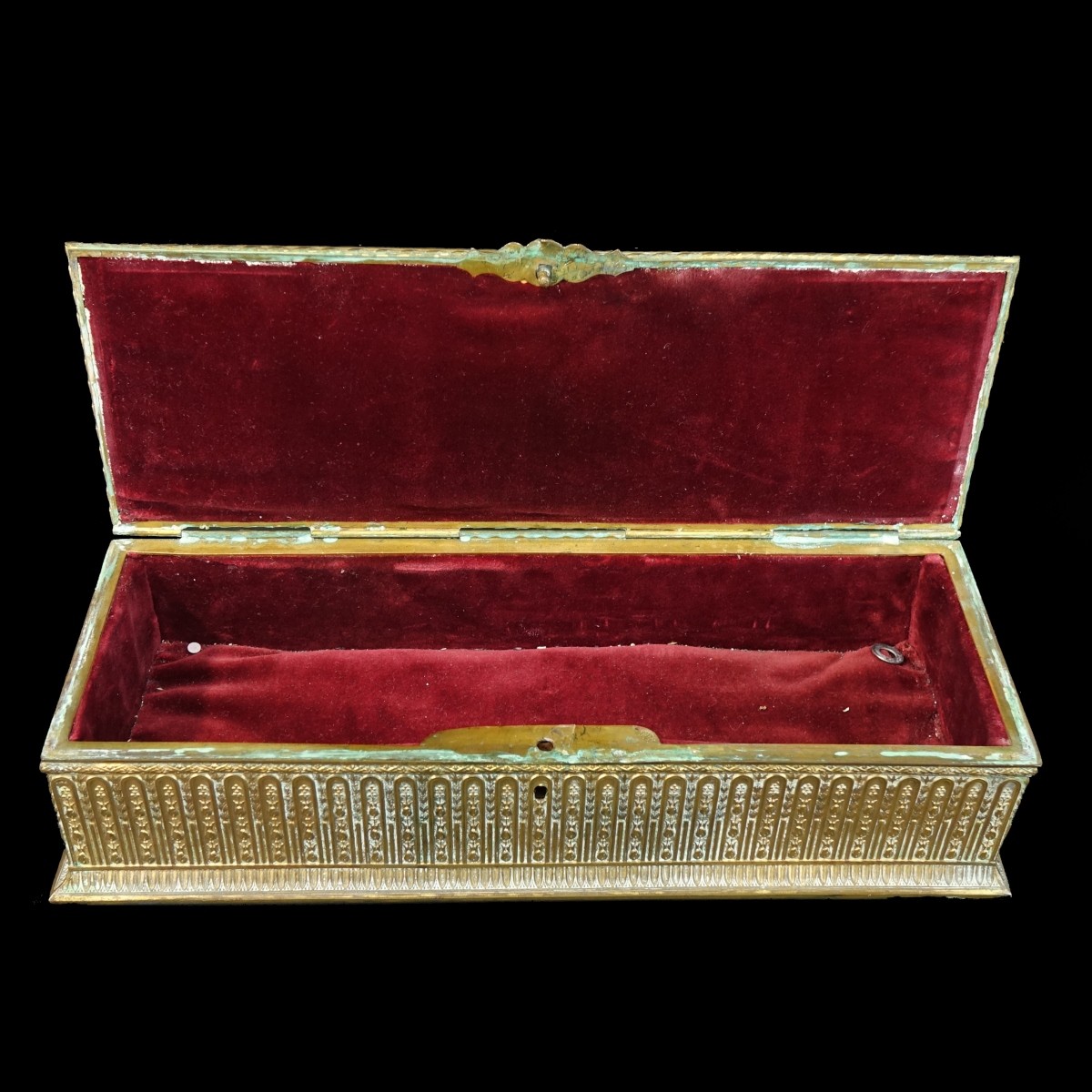 Antique French Brass Box with Enamel Portrait