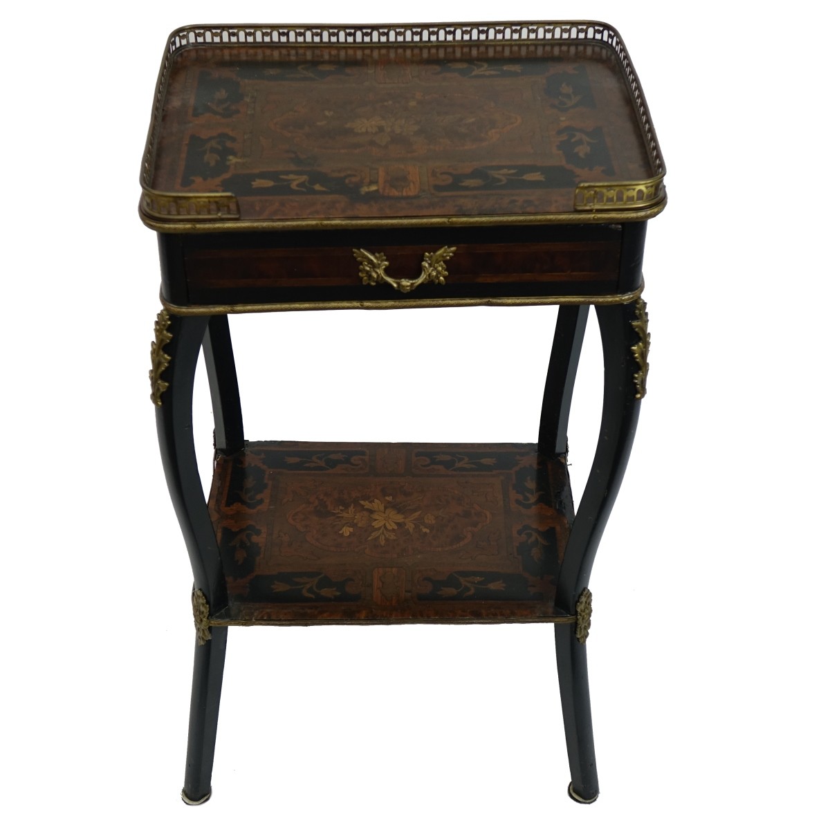 20th C. French Style Marquetry Inlaid Side Cabinet