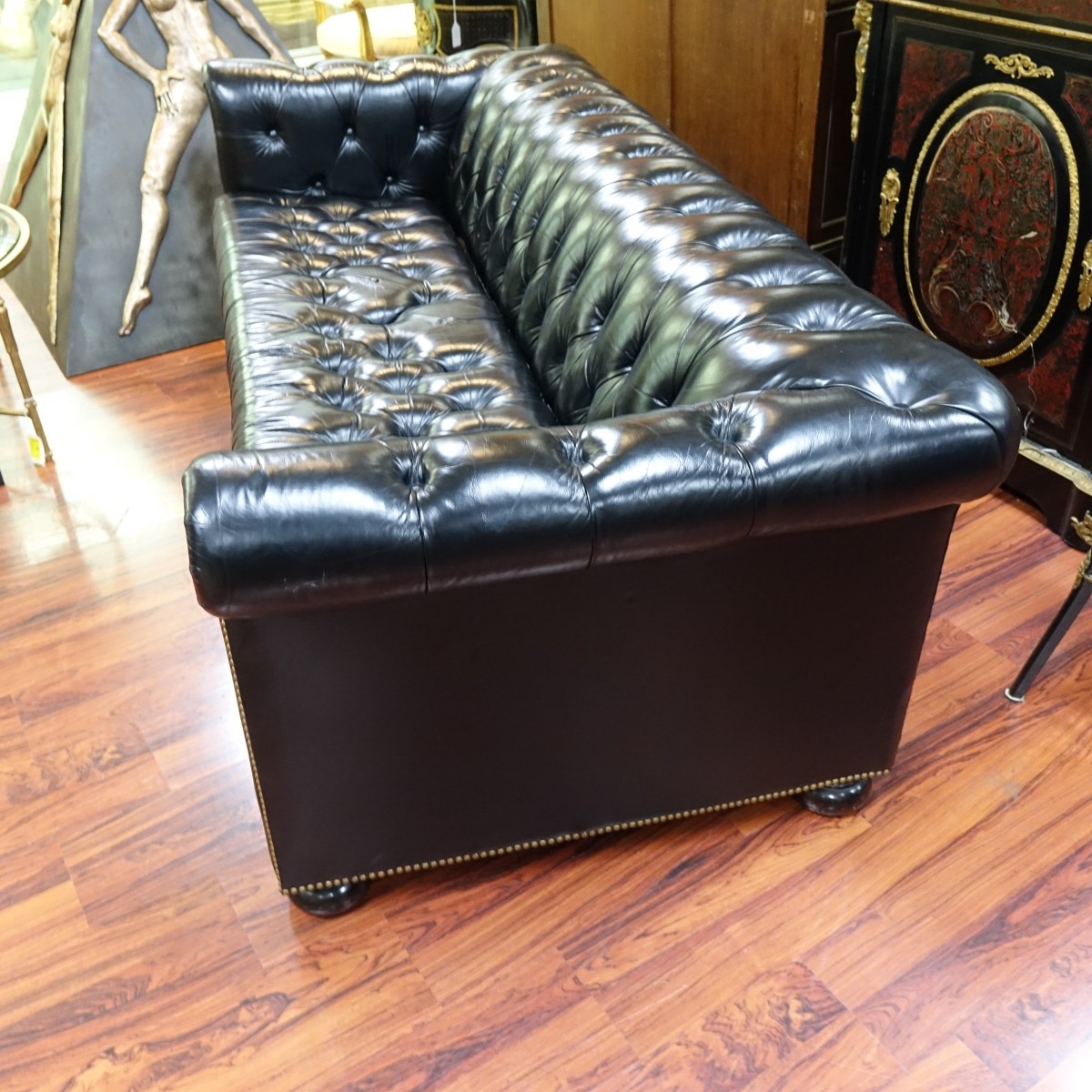 20th C. Leather Chesterfield Sleeper Sofa