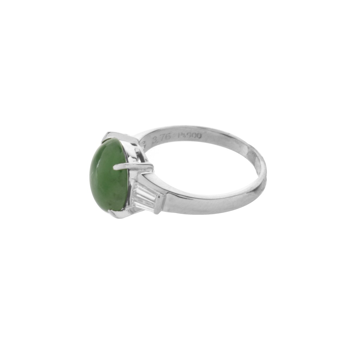 Jade, Diamond and Platinum Ring
