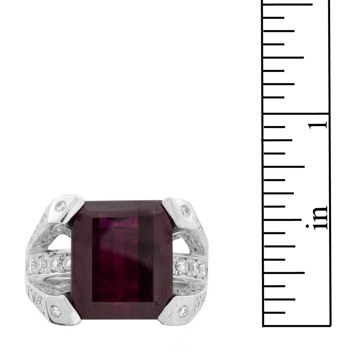Garnet, Diamond and Platinum Ring