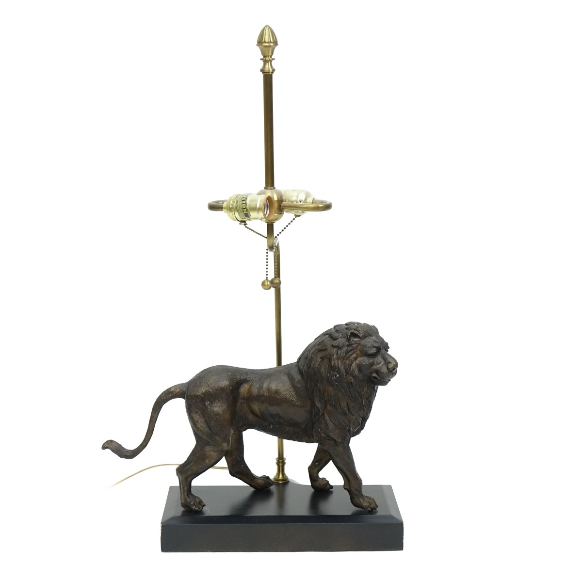 Mid Century Modern Bronze Lion Lamp
