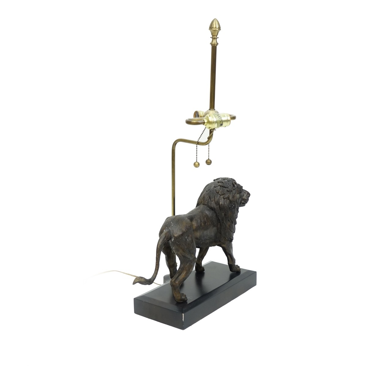 Mid Century Modern Bronze Lion Lamp