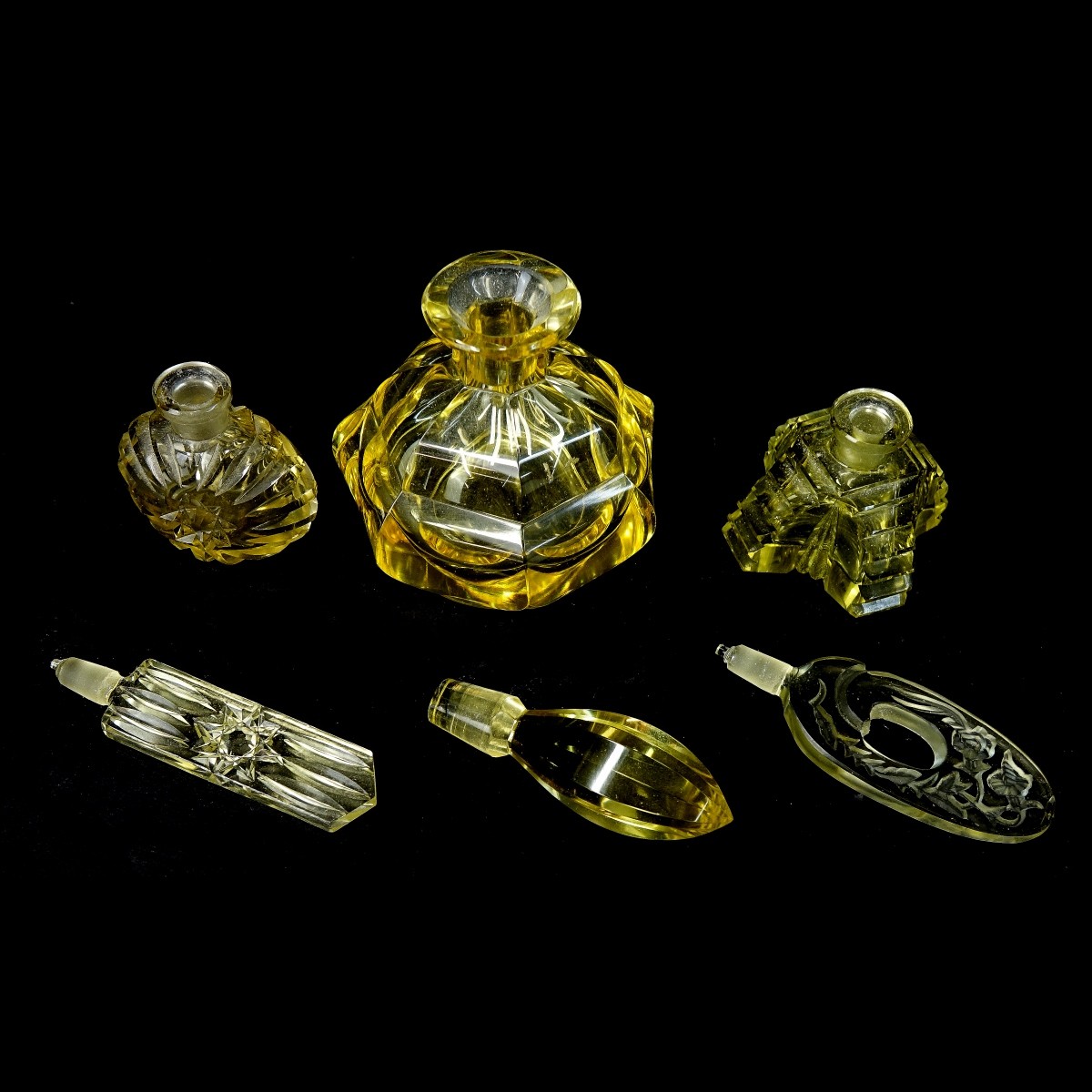 Three (3) Vintage Czech Art Deco Perfume Bottles