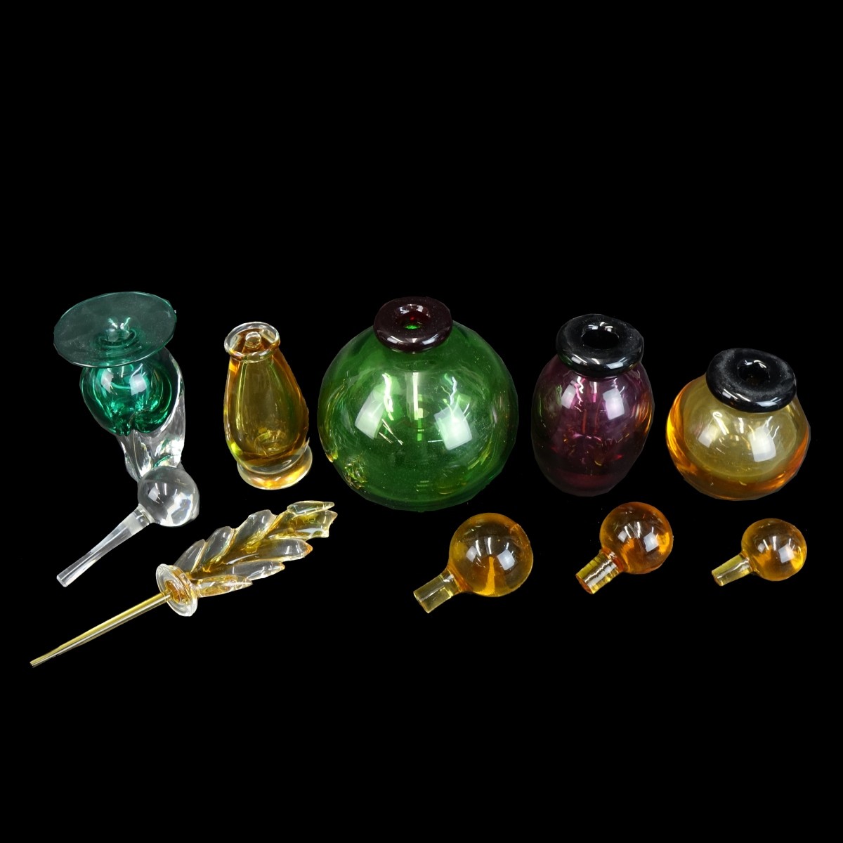 Five (5) Italian Art Glass Perfume Bottles