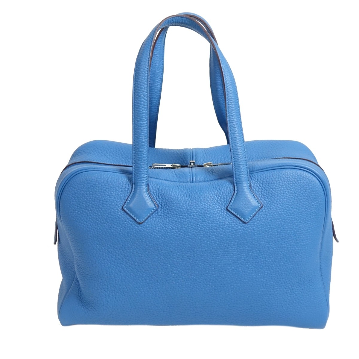 Hermes Blue Jean Leather Victoria II Tote Bag