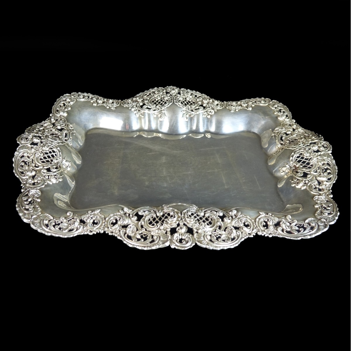 Vintage Sterling Silver Reticulated Serving Tray