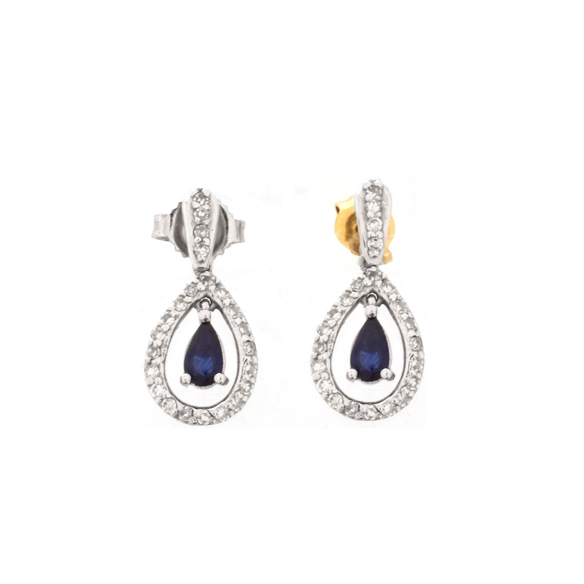 Sapphire, Diamond and 14K Earrings