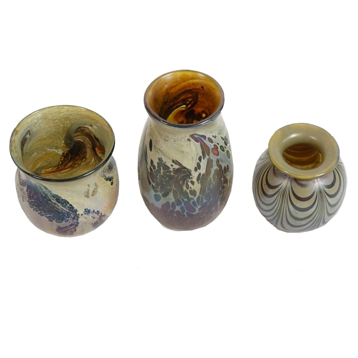 Three (3) Aaron Slater Art Glass Vases